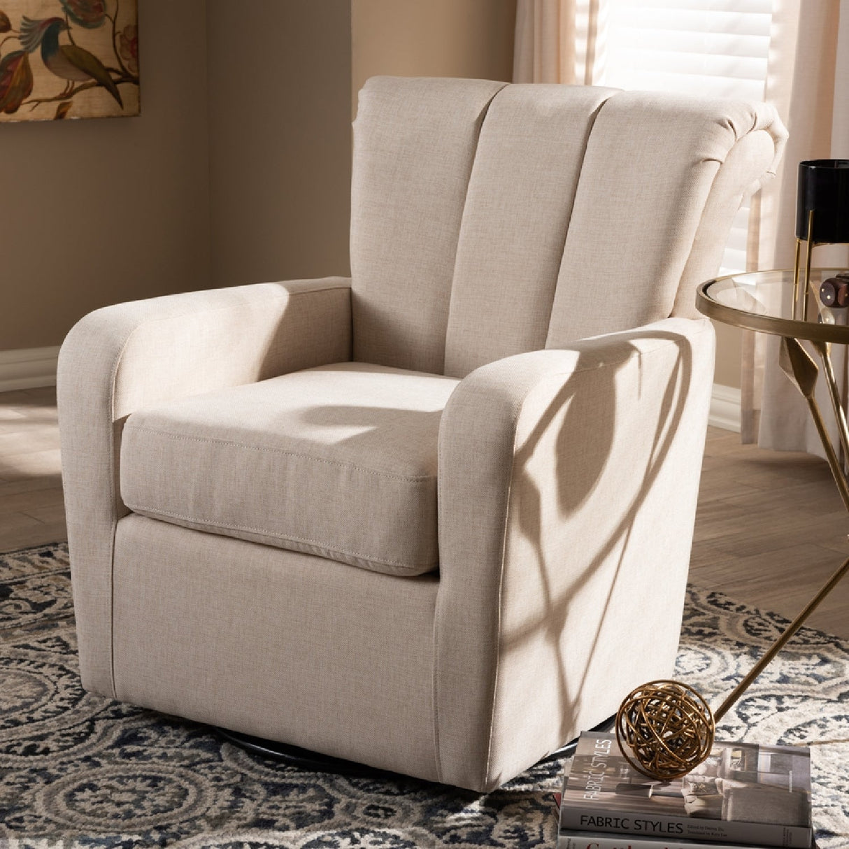   Modern European furniture - Beige Fabric Swivel Chair - www.oroa.com | Oroa.com