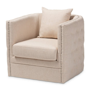   Modern European furniture - Tufted Beige Swivel Chair - www.oroa.com | Oroa.com