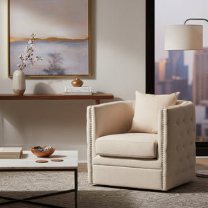   Modern European furniture - Tufted Beige Swivel Chair - www.oroa.com | Oroa.com