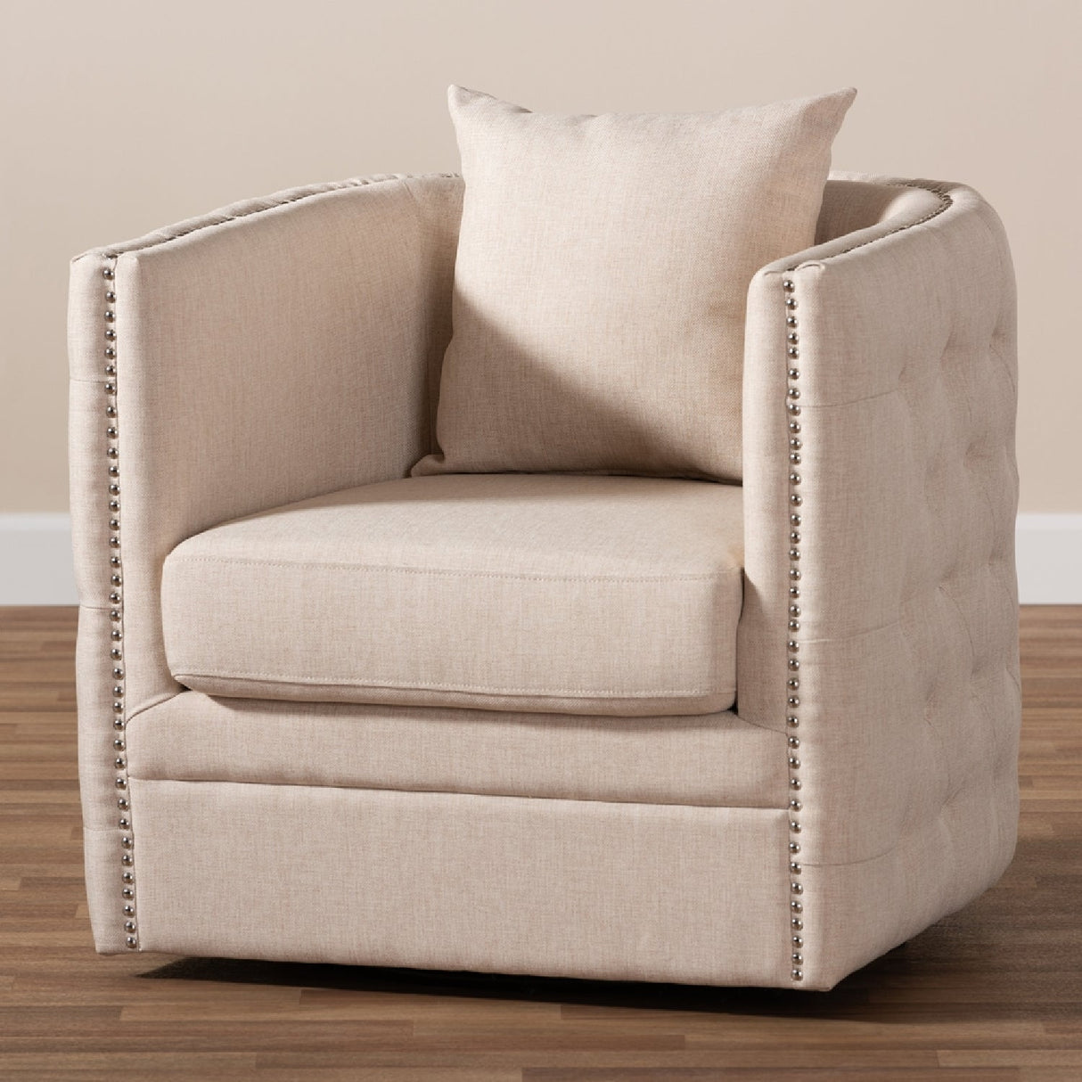   Modern European furniture - Tufted Beige Swivel Chair - www.oroa.com | Oroa.com