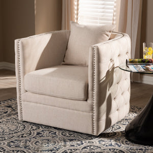   Modern European furniture - Tufted Beige Swivel Chair - www.oroa.com | Oroa.com