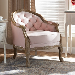   Modern European furniture - Tufted Pink Velvet Accent Chair - www.oroa.com | Oroa.com