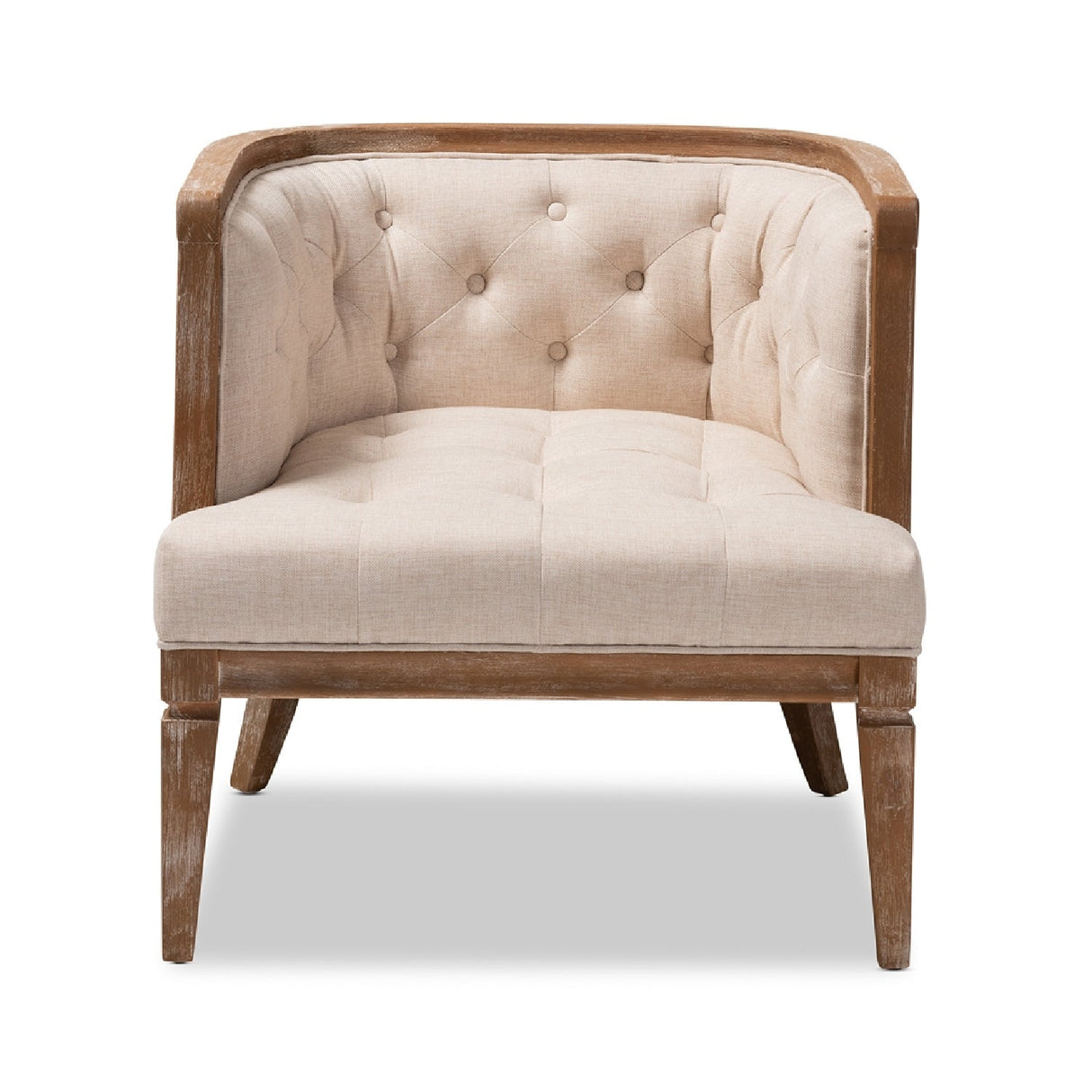   Modern European furniture - Button Tufted Beige Accent Barrel Chair - www.oroa.com | Oroa.com