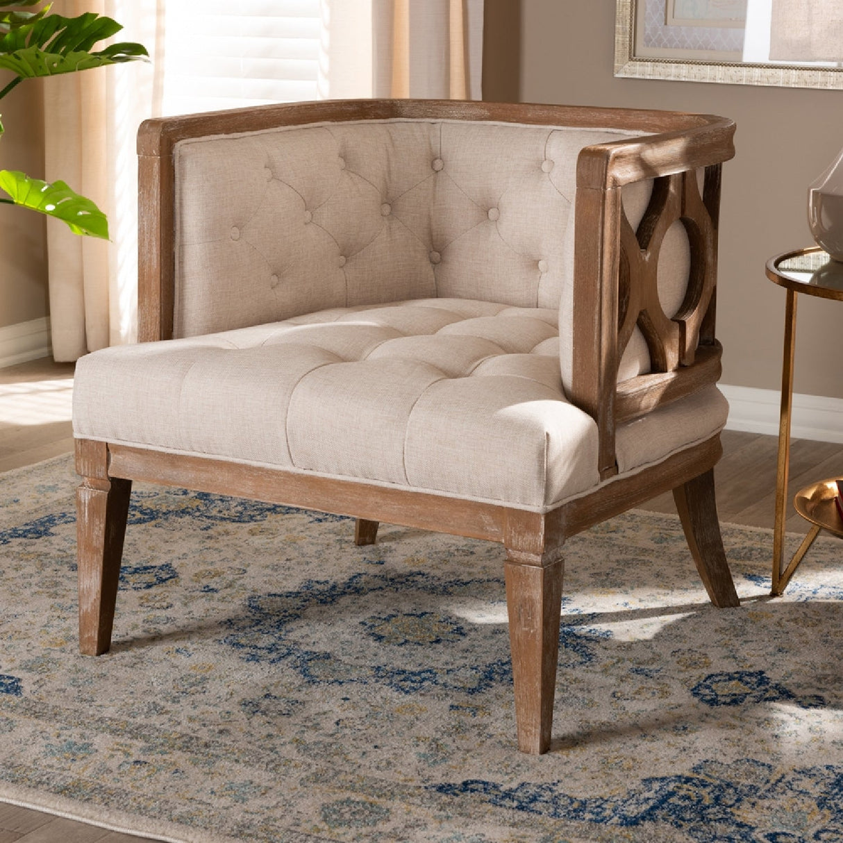   Modern European furniture - Button Tufted Beige Accent Barrel Chair - www.oroa.com | Oroa.com
