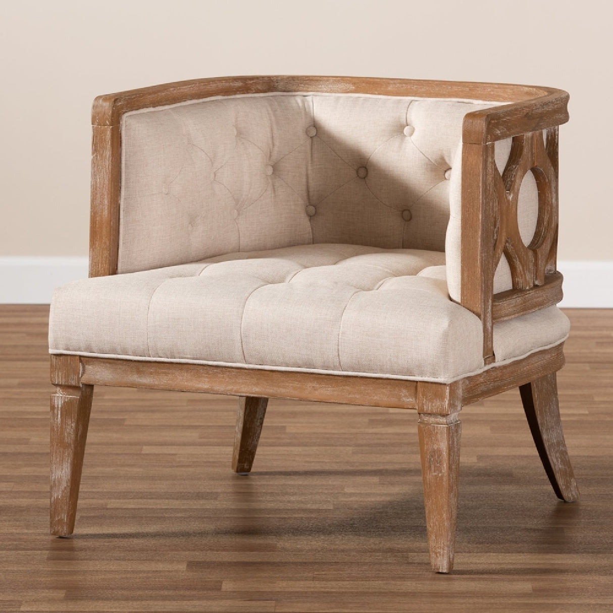   Modern European furniture - Button Tufted Beige Accent Barrel Chair - www.oroa.com | Oroa.com
