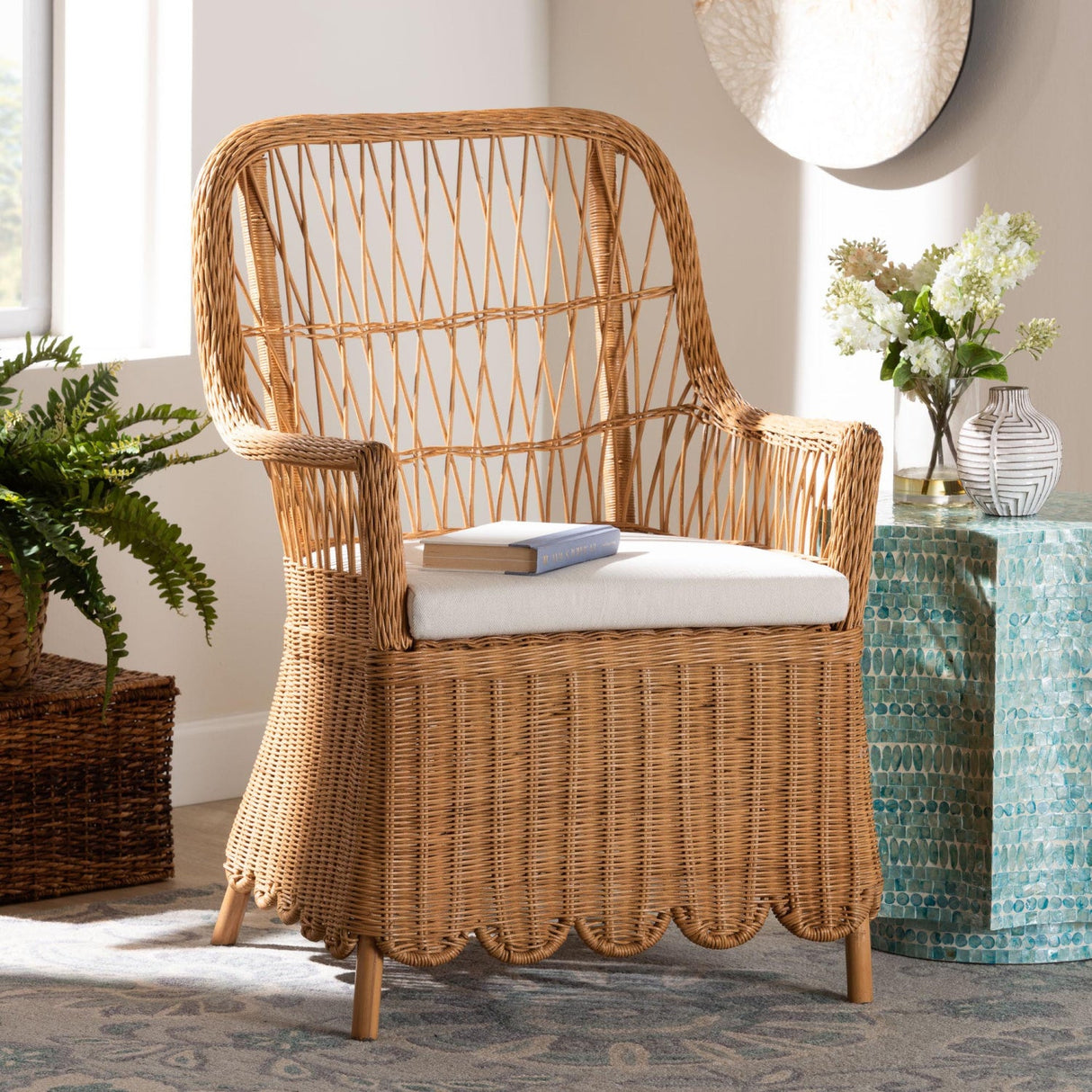   Modern European furniture - Scalloped Rattan Accent Chair - www.oroa.com | Oroa.com