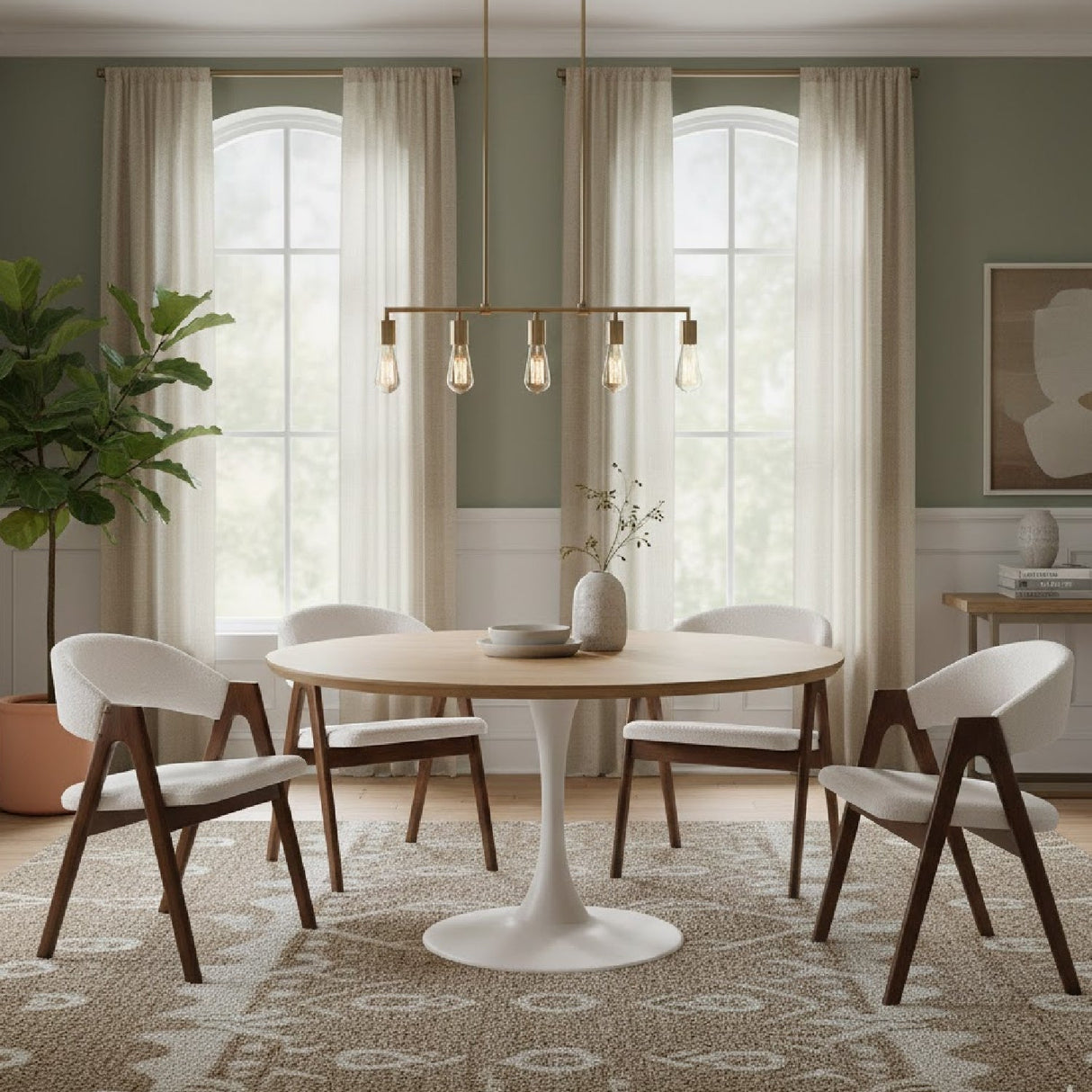  Modern European furniture - White Boucle Curved Dining Chairs 2 - www.oroa.com | Oroa.com