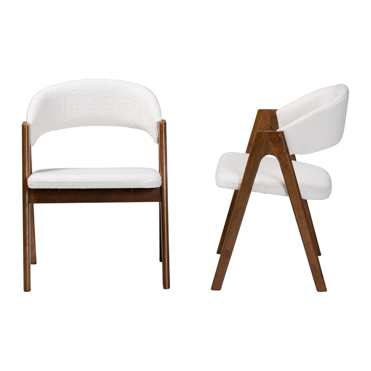   Modern European furniture - White Boucle Curved Dining Chairs 2 - www.oroa.com | Oroa.com