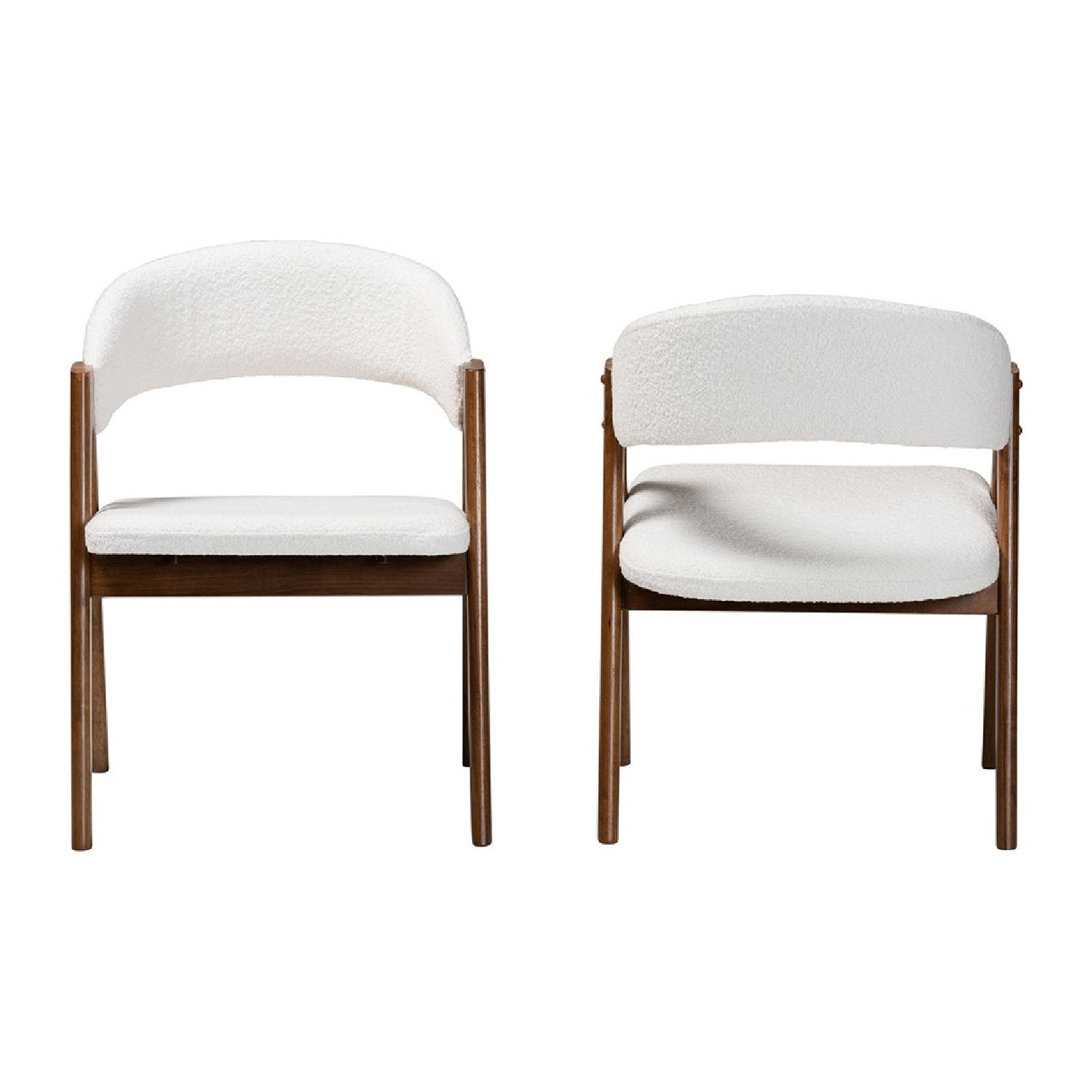   Modern European furniture - White Boucle Curved Dining Chairs 2 - www.oroa.com | Oroa.com