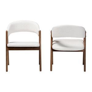   Modern European furniture - White Boucle Curved Dining Chairs 2 - www.oroa.com | Oroa.com