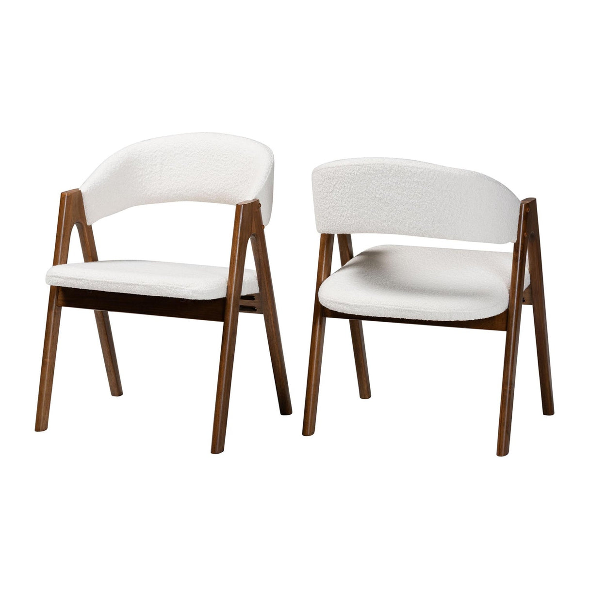   Modern European furniture - White Boucle Curved Dining Chairs 2 - www.oroa.com | Oroa.com