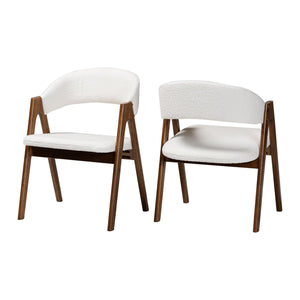   Modern European furniture - White Boucle Curved Dining Chairs 2 - www.oroa.com | Oroa.com