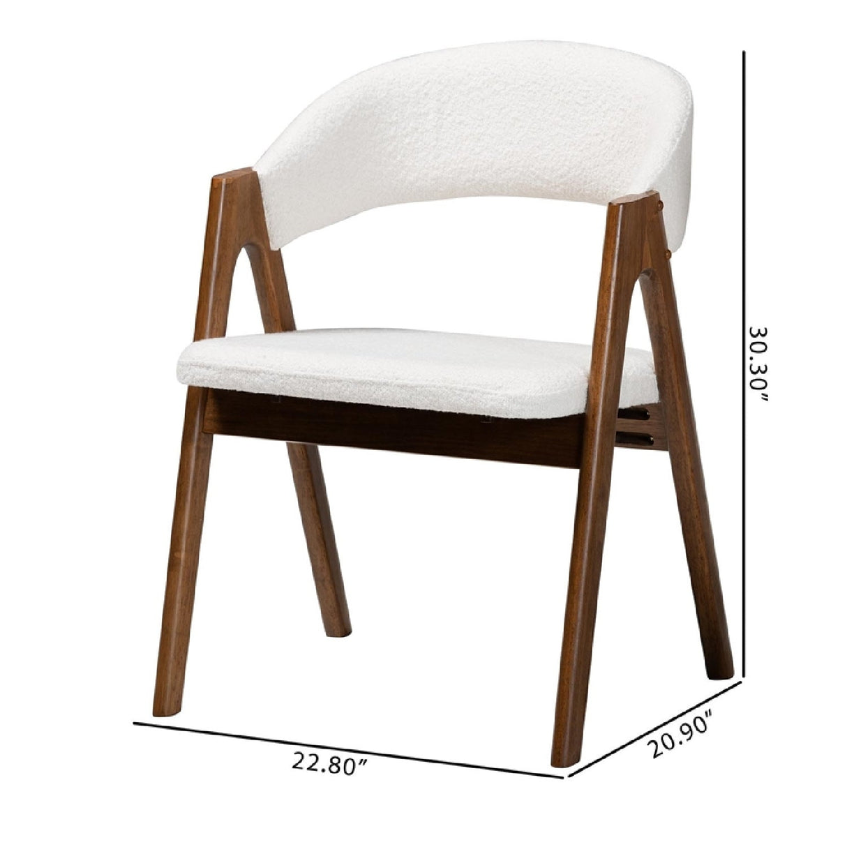   Modern European furniture - White Boucle Curved Dining Chairs 2 - www.oroa.com | Oroa.com