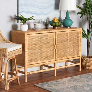   Modern European furniture - Mahogany Framed Rattan Cabinet - www.oroa.com | Oroa.com