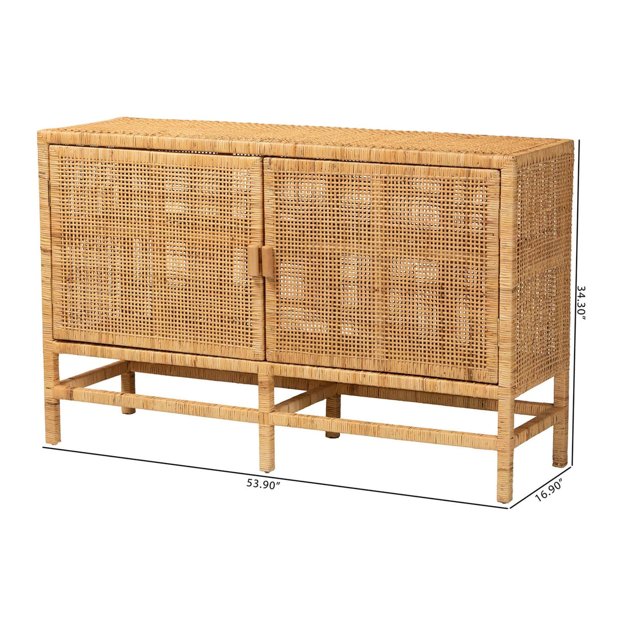   Modern European furniture - Mahogany Framed Rattan Cabinet - www.oroa.com | Oroa.com