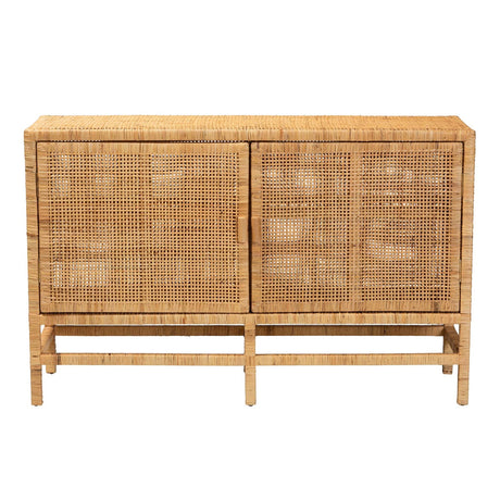   Modern European furniture - Mahogany Framed Rattan Cabinet - www.oroa.com | Oroa.com