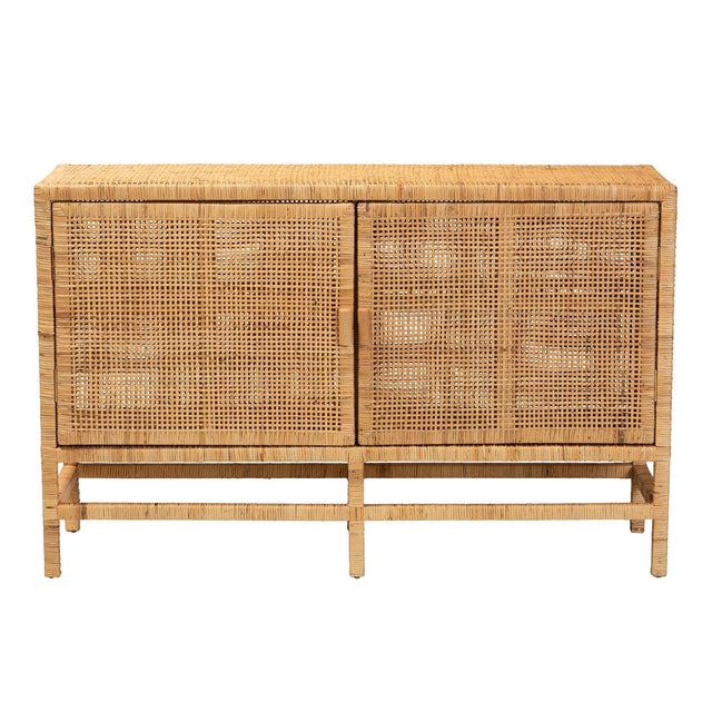 Modern European furniture - Mahogany Framed Rattan Cabinet - www.oroa.com