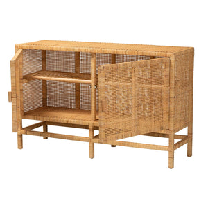   Modern European furniture - Mahogany Framed Rattan Cabinet - www.oroa.com | Oroa.com