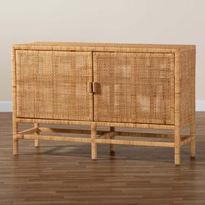   Modern European furniture - Mahogany Framed Rattan Cabinet - www.oroa.com | Oroa.com