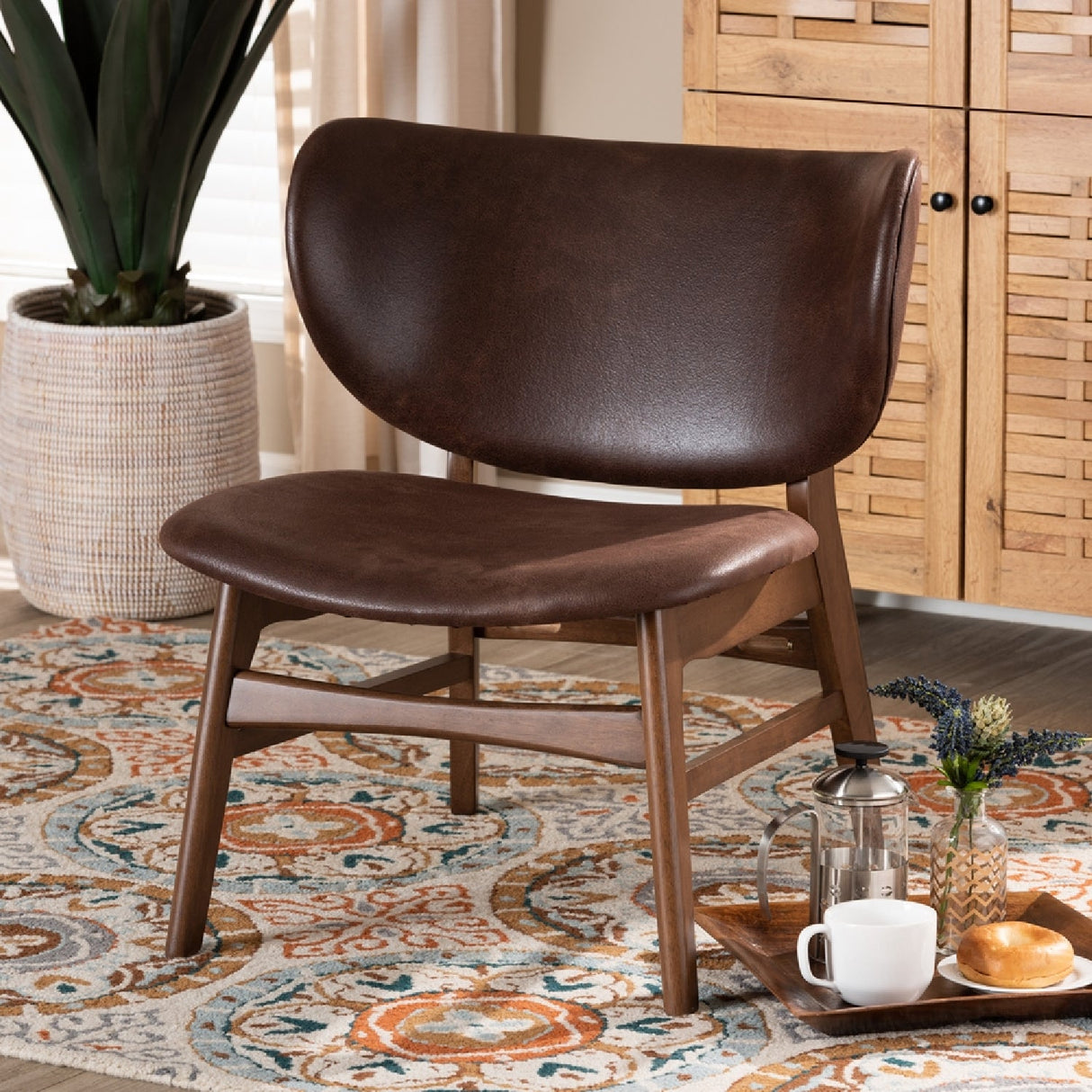   Modern European furniture - Brown Leather Effect Accent Chair  - www.oroa.com | Oroa.com