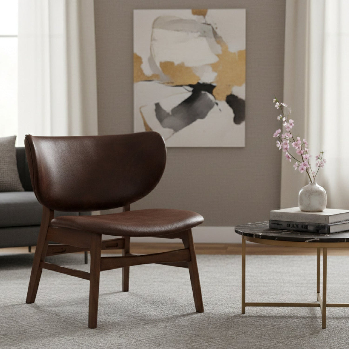   Modern European furniture - Brown Leather Effect Accent Chair  - www.oroa.com | Oroa.com