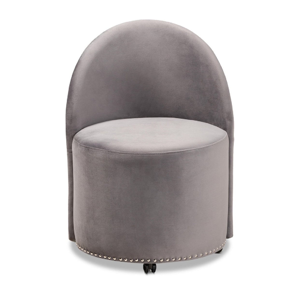   Modern European furniture - Studded Velvet Rolling Accent Chair - www.oroa.com | Oroa.com
