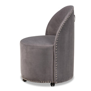   Modern European furniture - Studded Velvet Rolling Accent Chair - www.oroa.com | Oroa.com