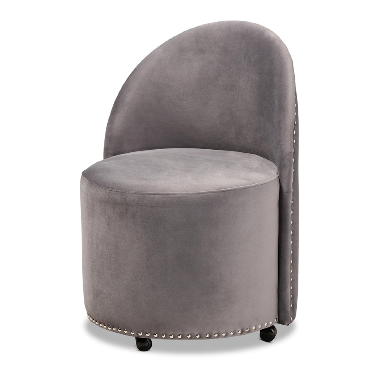   Modern European furniture - Studded Velvet Rolling Accent Chair - www.oroa.com | Oroa.com