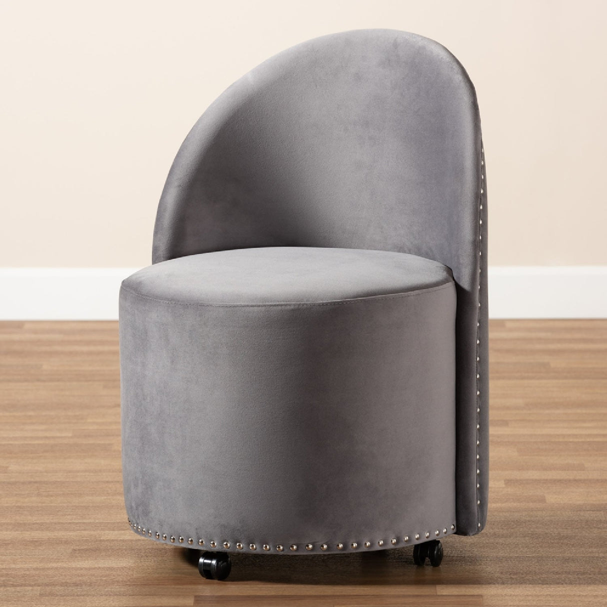  Modern European furniture - Studded Velvet Rolling Accent Chair - www.oroa.com | Oroa.com