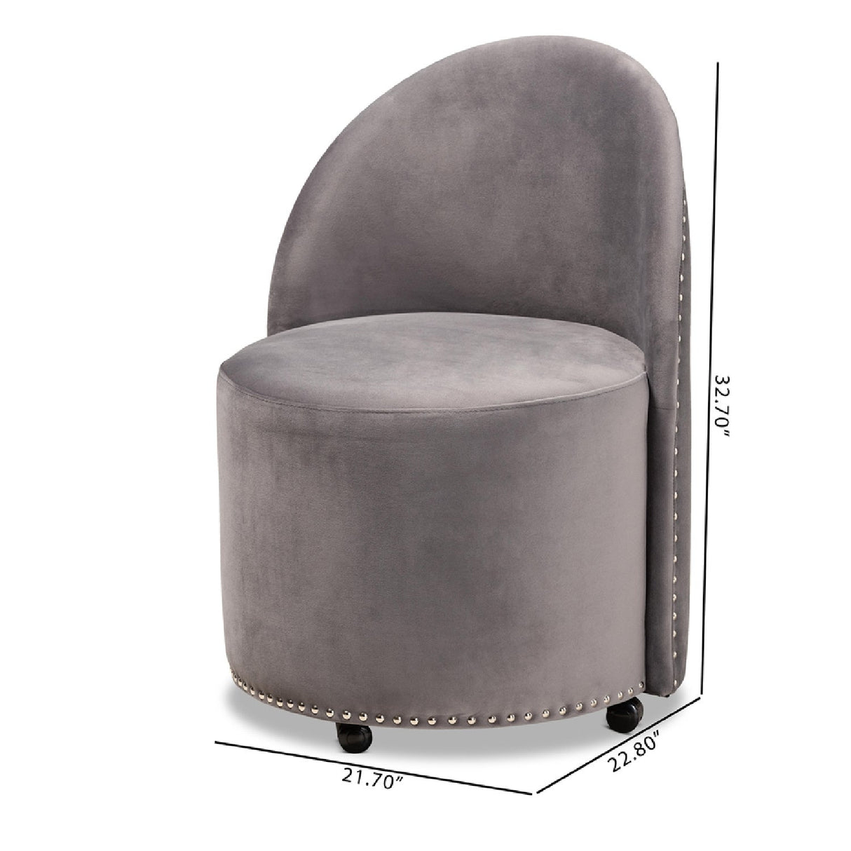   Modern European furniture - Studded Velvet Rolling Accent Chair - www.oroa.com | Oroa.com