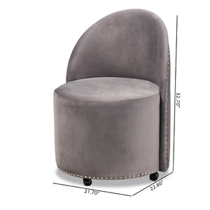   Modern European furniture - Studded Velvet Rolling Accent Chair - www.oroa.com | Oroa.com