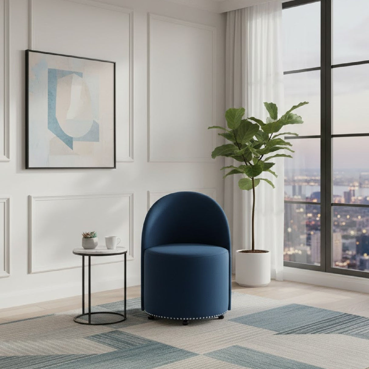  Modern European furniture - Studded Velvet Rolling Accent Chair - www.oroa.com | Oroa.com
