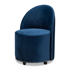   Modern European furniture - Studded Velvet Rolling Accent Chair - www.oroa.com | Oroa.com