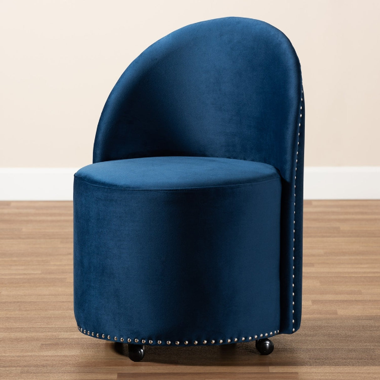   Modern European furniture - Studded Velvet Rolling Accent Chair - www.oroa.com | Oroa.com