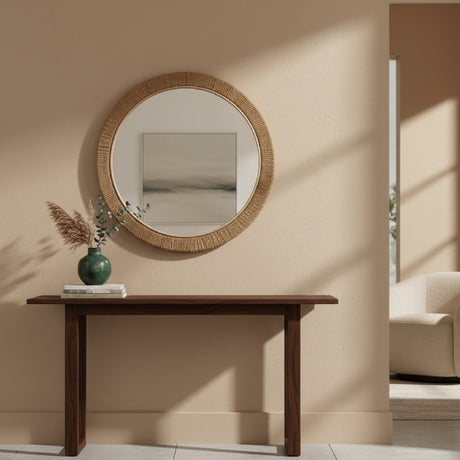   Modern European furniture - Woven Seagrass Round Wall Mirror - www.oroa.com | Oroa.com
