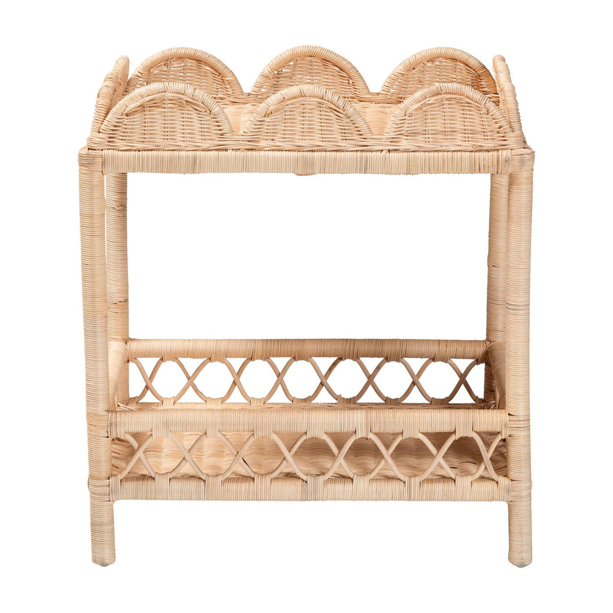   Modern European furniture -Rattan Scalloped 2 Tier End Table - www.oroa.com | Oroa.com