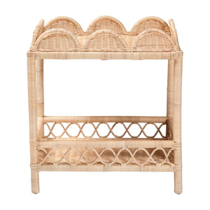   Modern European furniture -Rattan Scalloped 2 Tier End Table - www.oroa.com | Oroa.com