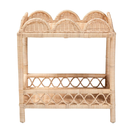   Modern European furniture -Rattan Scalloped 2 Tier End Table - www.oroa.com | Oroa.com