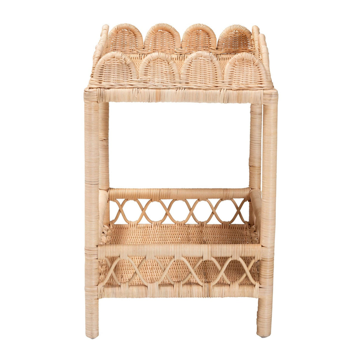   Modern European furniture -Rattan Scalloped 2 Tier End Table - www.oroa.com | Oroa.com