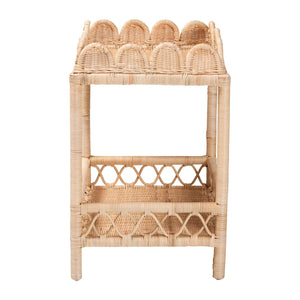   Modern European furniture -Rattan Scalloped 2 Tier End Table - www.oroa.com | Oroa.com