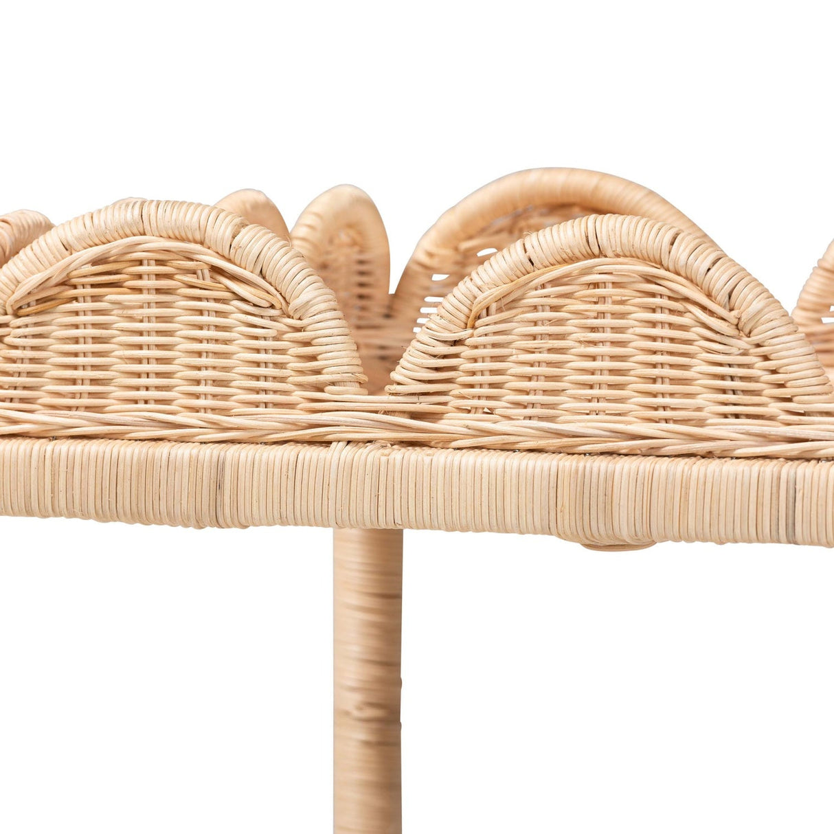   Modern European furniture -Rattan Scalloped 2 Tier End Table - www.oroa.com | Oroa.com
