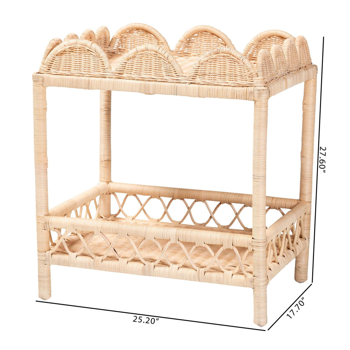   Modern European furniture -Rattan Scalloped 2 Tier End Table - www.oroa.com | Oroa.com