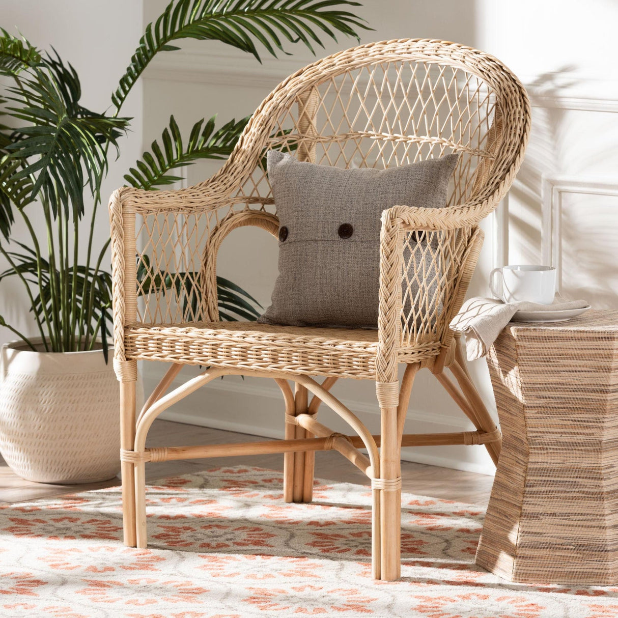   Modern European furniture - Natural Braided Rattan Lounge Chair - www.oroa.com | Oroa.com