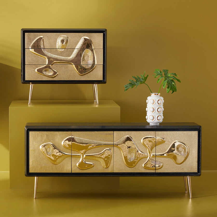   Hammered Brass 3-Drawer Chest | Oroa.com