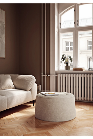   Beige Bouclé Upholstered Pouf | Oroa.com