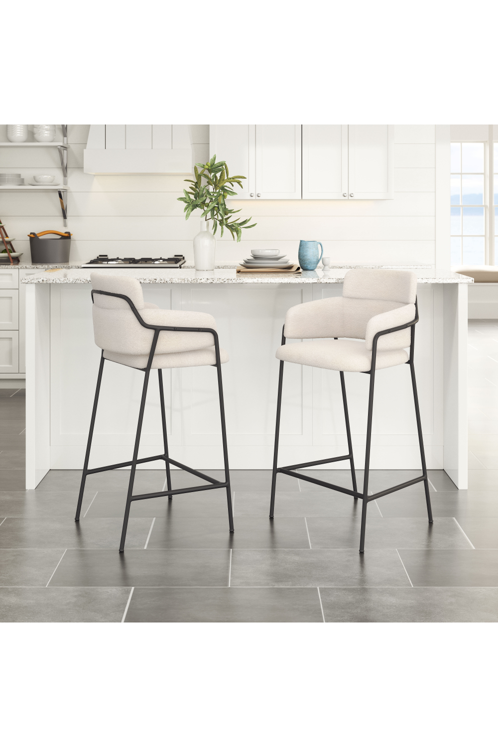   Shearling Style Counter Stools (2) | Oroa.com