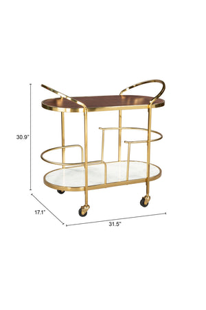   Gold Framed Oval Bar Cart | Oroa.com
