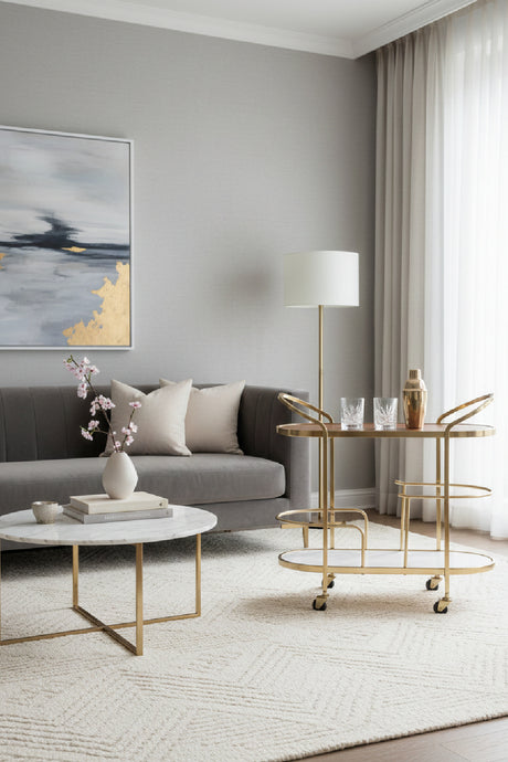   Gold Framed Oval Bar Cart | Oroa.com