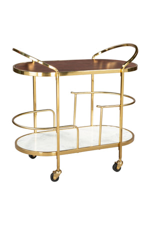   Gold Framed Oval Bar Cart | Oroa.com