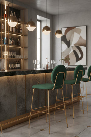   Green Velvet Bar Stools (2) | Oroa.com